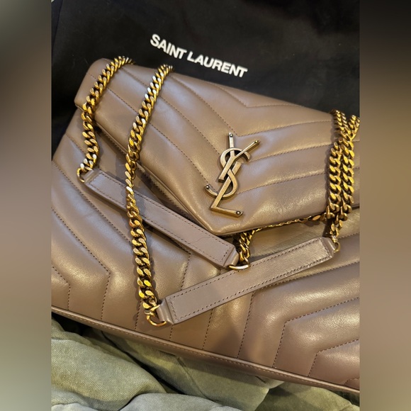 YSL taupe quilted medium loulou bag - Picture 4 of 13